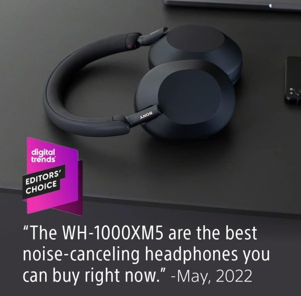 Sony WH-1000XM5 Premium Noise Canceling Headphones, Auto NC Optimizer, 30-Hour Battery, Alexa Voice Control, Midnight Blue