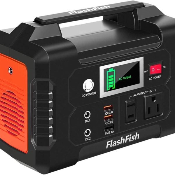 200W Portable Power Station, FlashFish 40800mAh Solar Generator With 110V AC Outlet/2 DC Ports/3 USB Ports, Backup Battery Pack Power Supply for CPAP Outdoor Advanture Load Trip Camping Emergency.