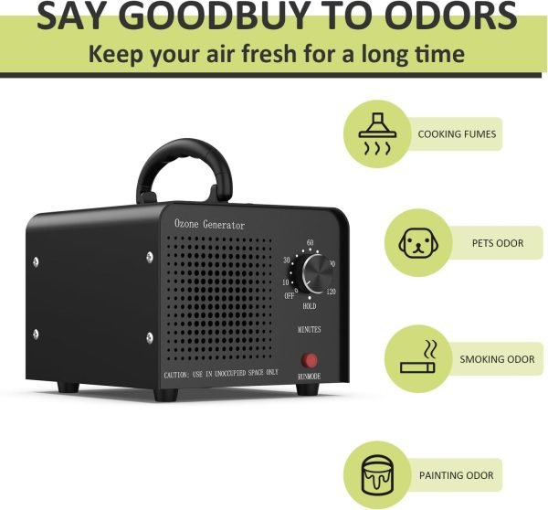 0zone Generator 30000mg - O3 Air Purifier for Home & Car, Ozone Machine Odor Removal for Smoke & Pet (Black)