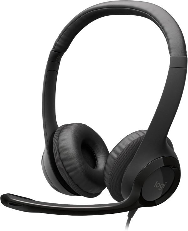 Logitech H390 Gaming Headphones, Wired Headphones with Mic, USB Headset with Microphone for PC, Noise Cancelling Microphone for Video Meetings, Music, Gaming - Black