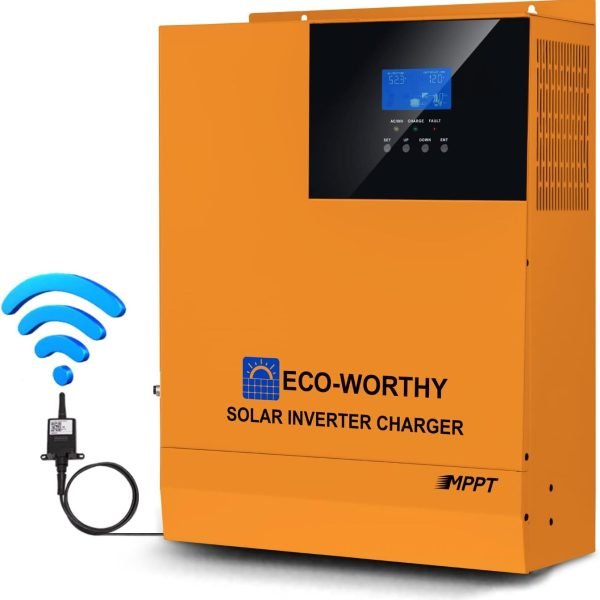 ECO-WORTHY All-in-one Solar Hybrid Charger Inverter Built in 3000W 24V Pure Sine Wave Power Inverter and 60A MPPT Solar Controller for Off-Grid System