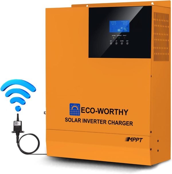 ECO-WORTHY All-in-one Solar Hybrid Charger Inverter Built in 3000W 24V Pure Sine Wave Power Inverter and 60A MPPT Solar Controller for Off-Grid System