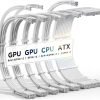 AsiaHorse 16AWG PSU Cable Extension Power Cords, Customized Power Supply Mod Sleeve Extension Cable, ATX/EPS/8-pin PCI-E/6-pin PCI-E for PSU Cable (Pure White)