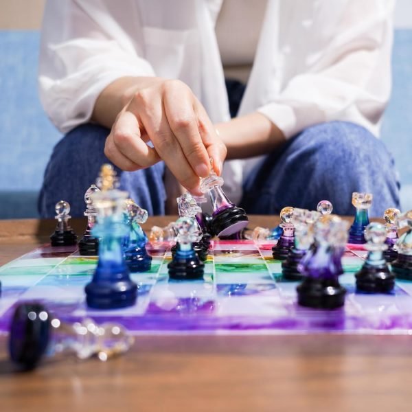 LET'S RESIN Chess Molds for Resin Casting, Upgraded Resin Chess Set Mold with 16 Piece 3D Full Size Chess Checkers & Chess Board Epoxy Silicone Resin Molds, DIY Chess Board Game, Christmas Gifts