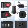 Power Strip Surge Protector, 10 Ft Extension Cord with 12 AC Multiple Outlets 4 USB (1 USB C), SMALLRT Power Tower Desktop Charging Station (Black, 6.5 FT)