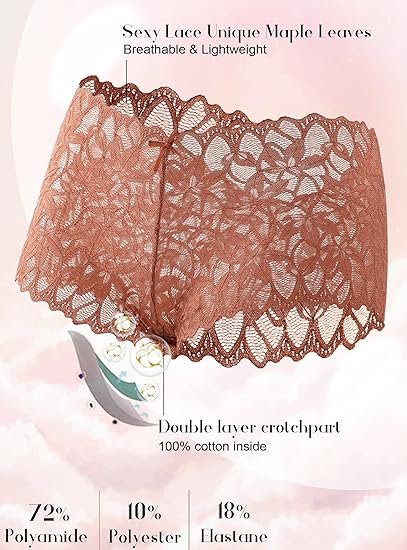 Sexy Women's Underwear Lace Shorts V Waist Breathable Cheeky Panties Boyshorts Underwear Women 5 Pack