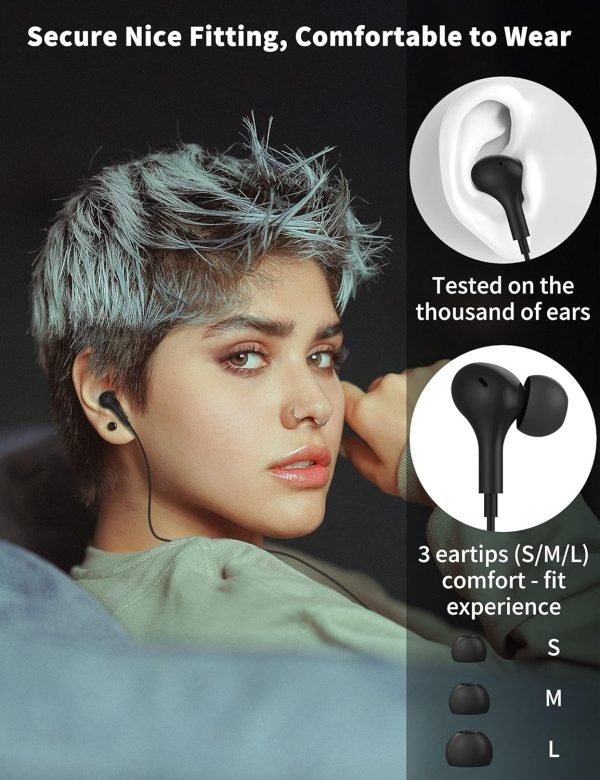 USB C Headphone for Samsung S23 FE S22 S21 S20 A53 A54 Wired Earbuds Magnetic in-Ear Type C Earphone with Microphone Volume Control Bass Stereo Noise Canceling for iPhone 15 Pro Max Pixel 6 6a 7a 8 5