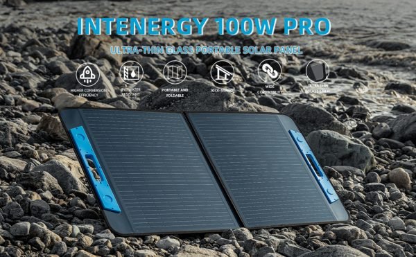 100Watt Foldable Solar Panel 23% Efficiency for Portable Power Station Ultra Thin Glass 1.1mm Surface with MC4 Connector for RV,Camping,Hiking,Travel